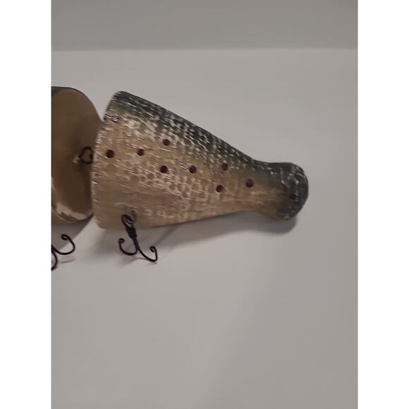 Wooden Jointed Fishing Lure Replica Display Home Decor 8" Green Taupe - Picture 8 of 11